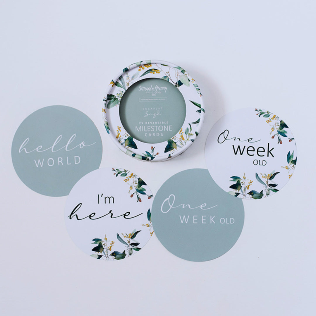 SNUGGLE HUNNY REVERSIBLE MILESTONE CARDS - EUCALYPT & SAGE