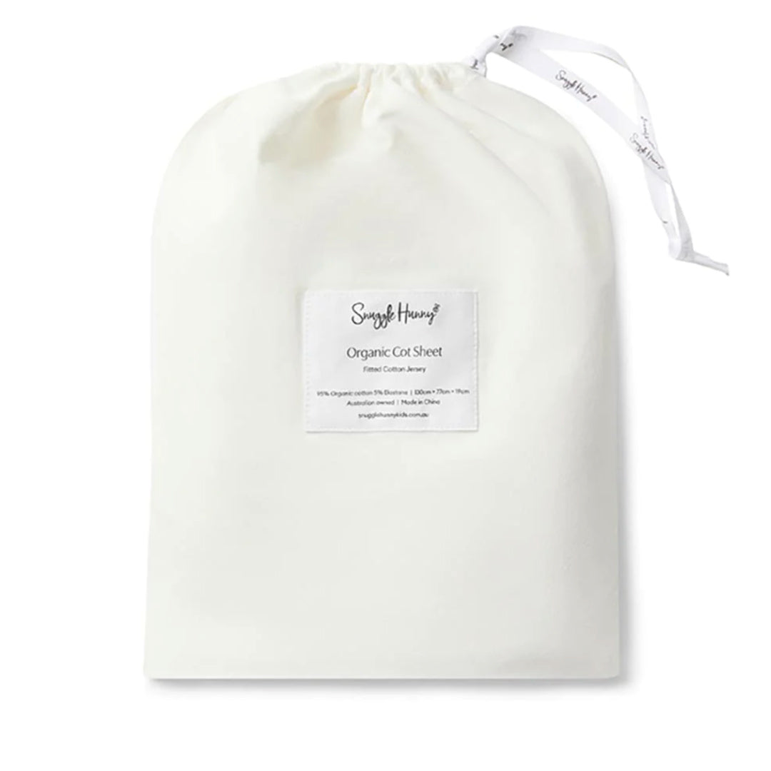 SNUGGLE HUNNY ORGANIC FITTED COT SHEET - MILK