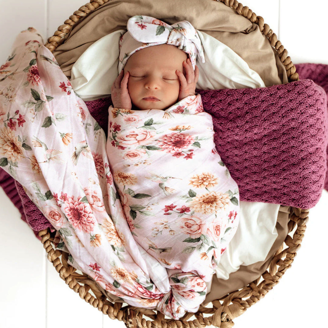 SNUGGLE HUNNY ORGANIC MUSLIN WRAP -  BIRDS &amp; BLOOMS