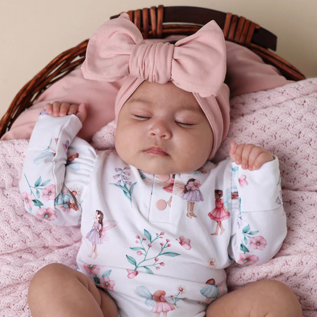 SNUGGLE HUNNY ORGANIC OVERSIZED BOW - LULLABY PINK