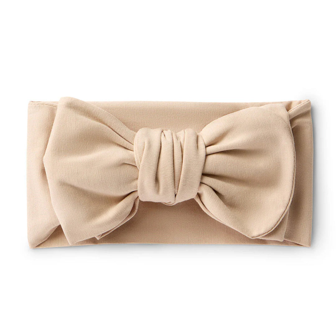 SNUGGLE HUNNY ORGANIC OVERSIZED BOW - PEBBLE