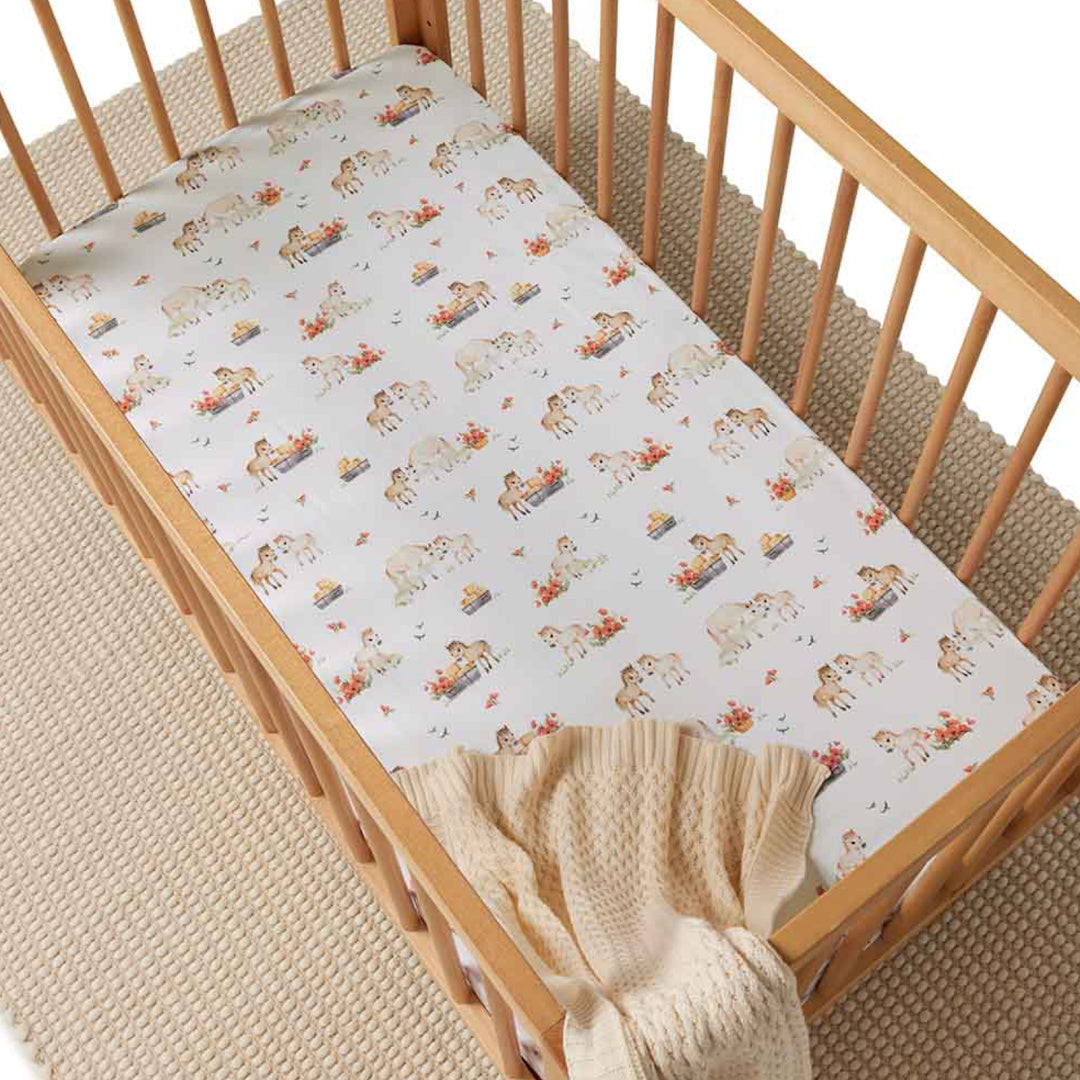 SNUGGLE HUNNY FITTED COT SHEET - PONY PALS