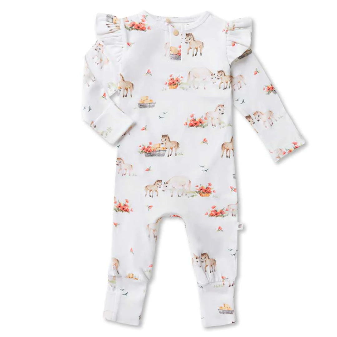 SNUGGLE HUNNY ORGANIC GROWSUIT - PONY PALS