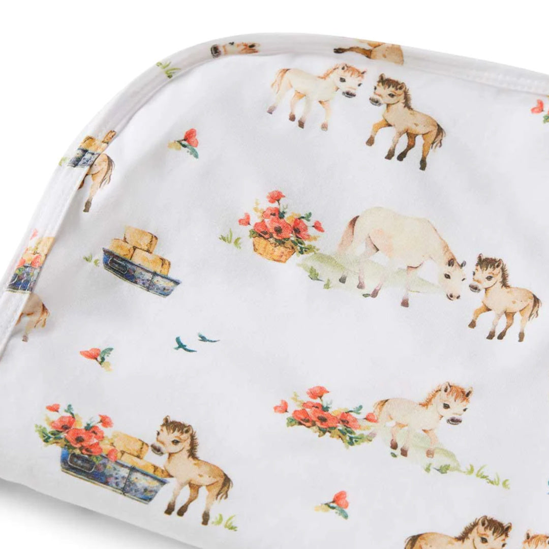 SNUGGLE HUNNY ORGANIC JERSEY WRAP AND TOPKNOT SET - PONY PALS