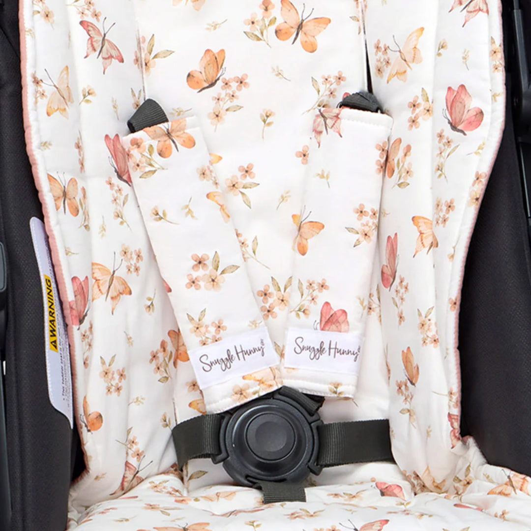 SNUGGLE HUNNY UNIVERSAL REVERSIBLE PRAM STRAP COVERS - BUTTERFLY