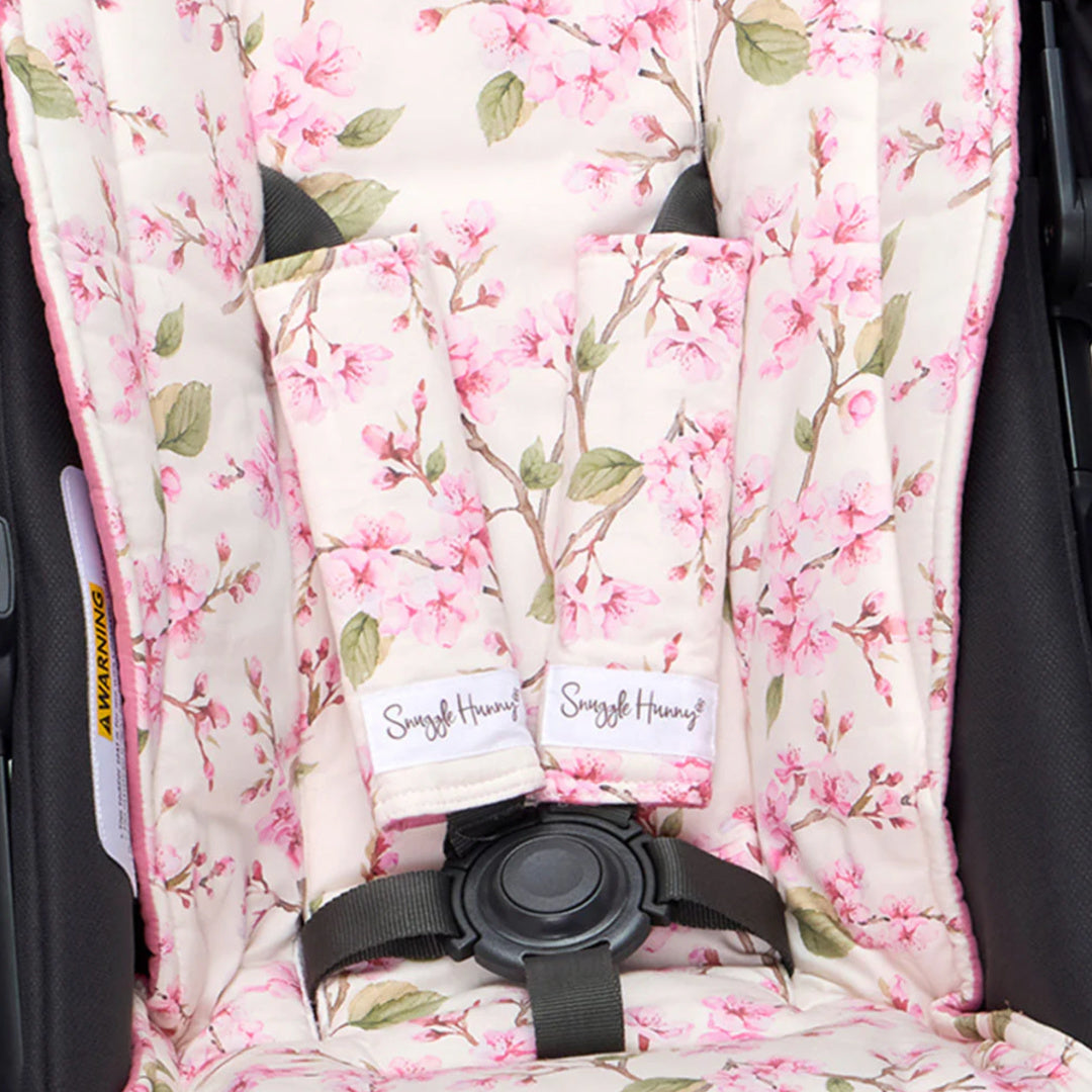 SNUGGLE HUNNY UNIVERSAL REVERSIBLE PRAM STRAP COVERS - CHERRY BLOSSOM