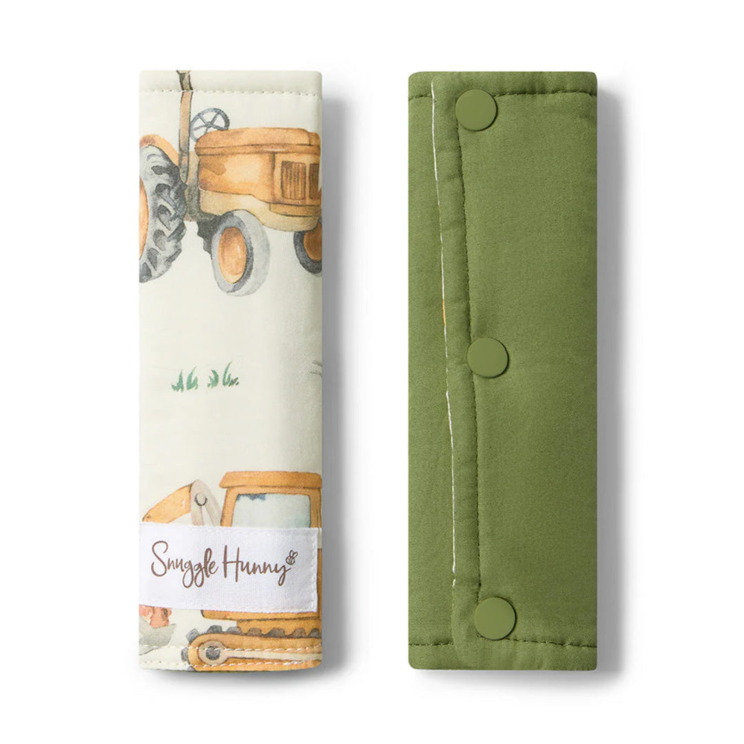 SNUGGLE HUNNY UNIVERSAL REVERSIBLE PRAM STRAP COVERS - DIGGERS & TRACTORS