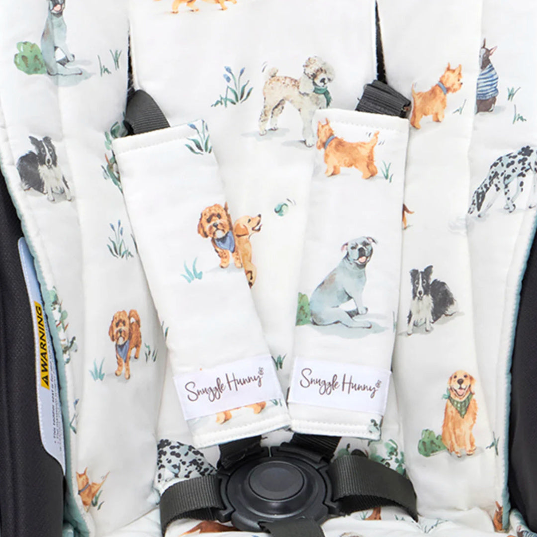 SNUGGLE HUNNY UNIVERSAL REVERSIBLE PRAM STRAP COVERS - DOG PARK