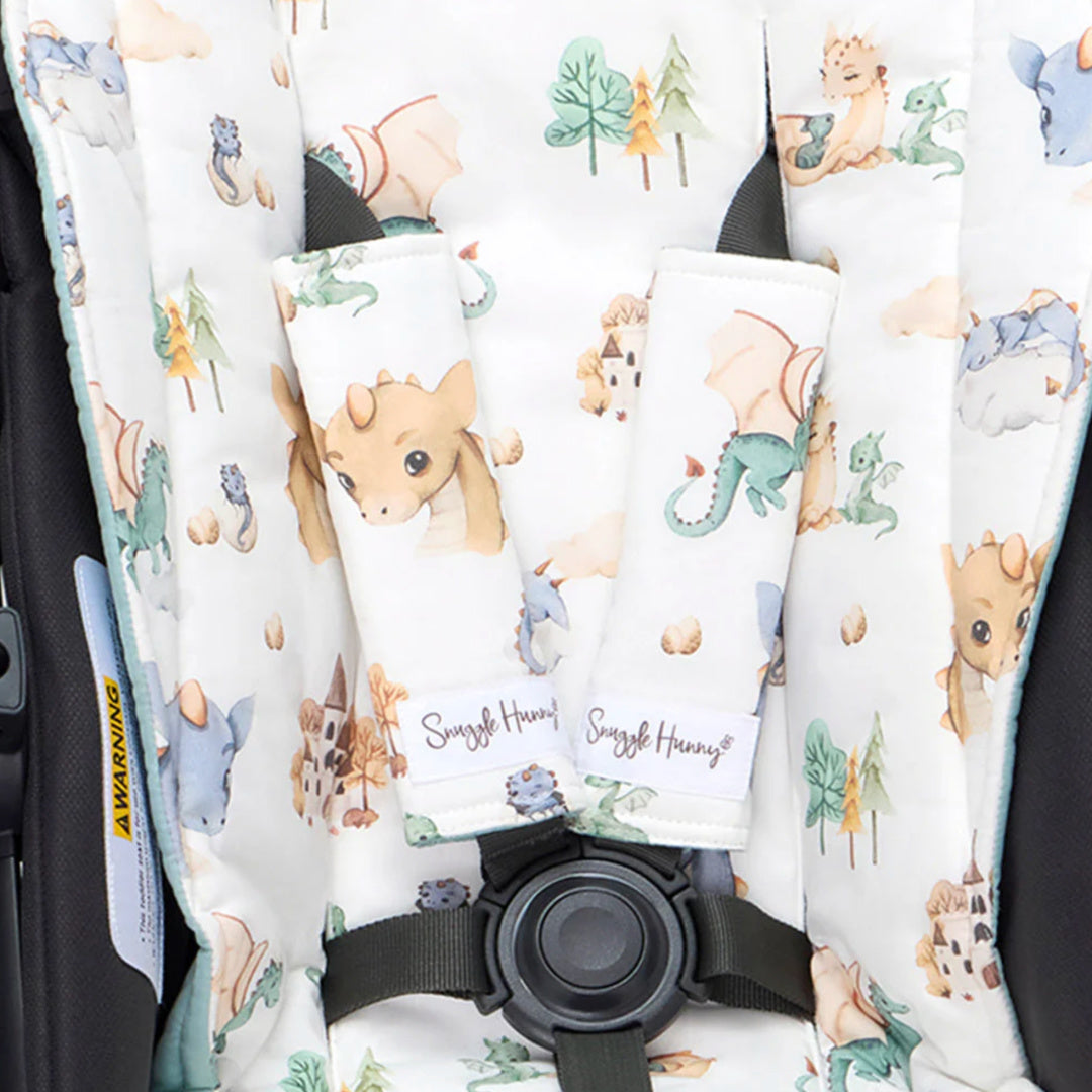 SNUGGLE HUNNY UNIVERSAL REVERSIBLE PRAM STRAP COVERS - DRAGON