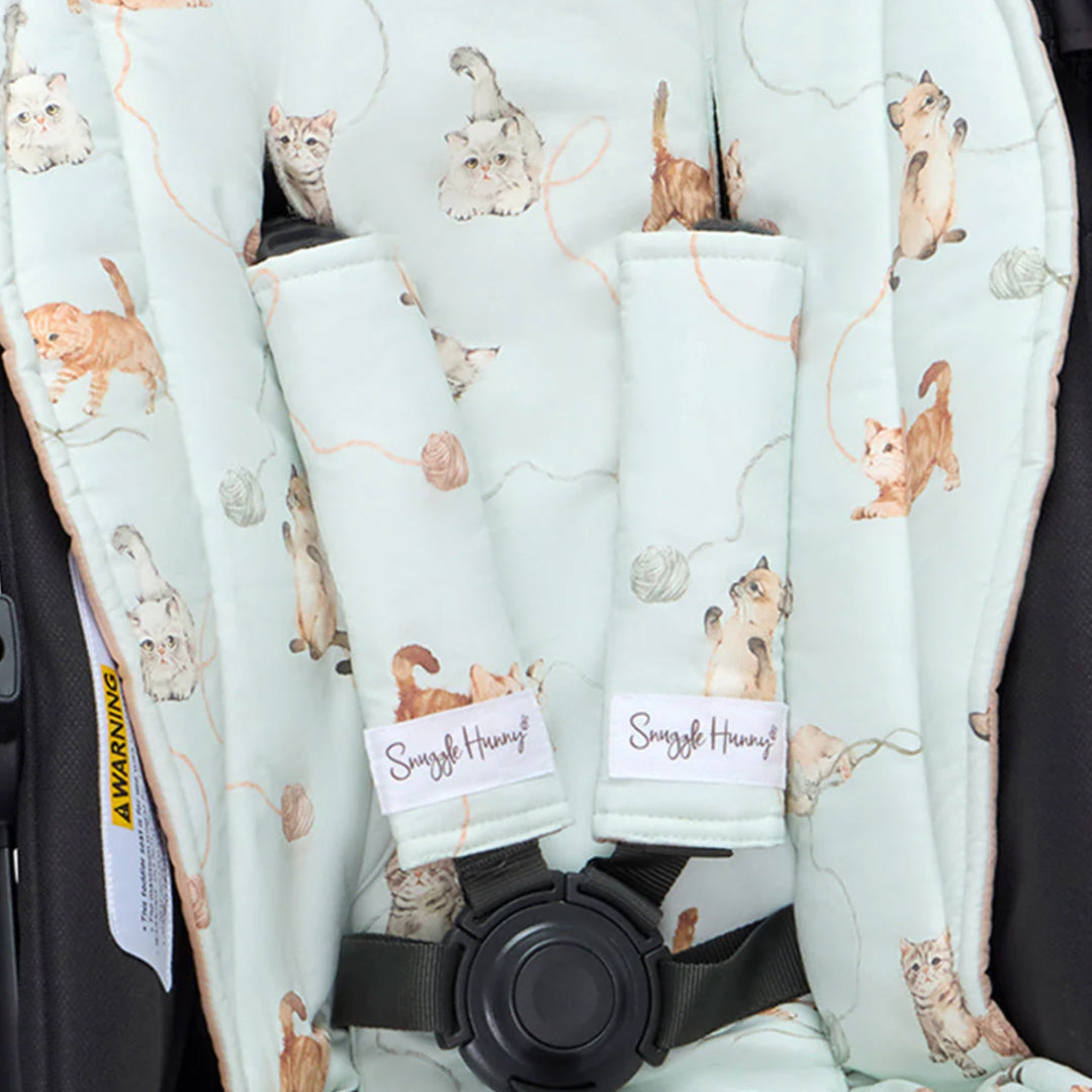 SNUGGLE HUNNY UNIVERSAL REVERSIBLE PRAM STRAP COVERS - KITTENS