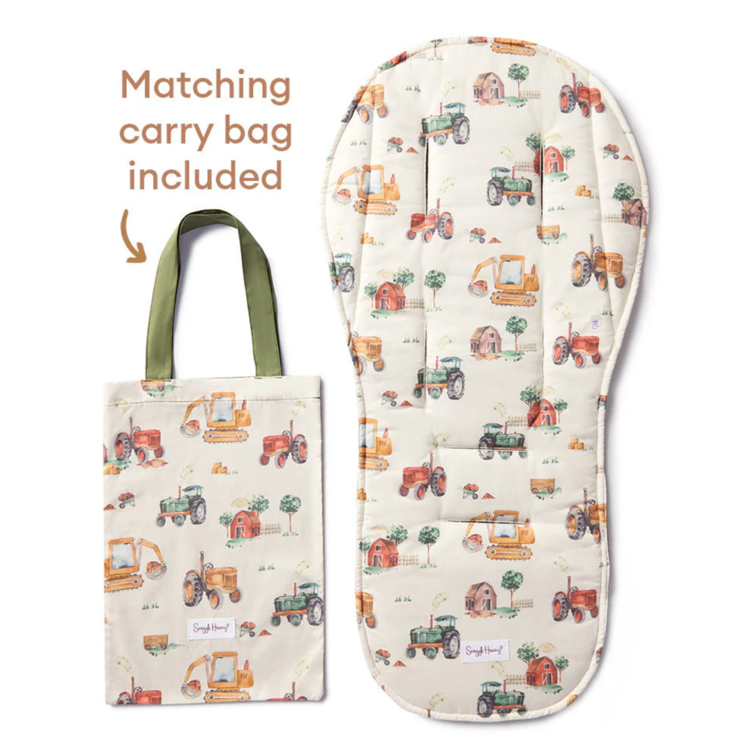SNUGGLE HUNNY UNIVERSAL ORGANIC PRAM LINER - DIGGERS &amp; TRACTORS