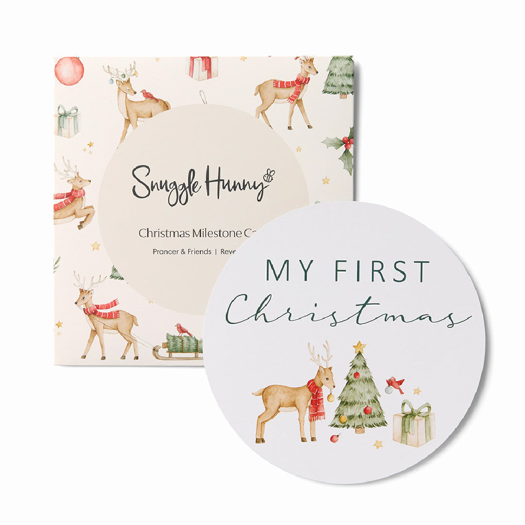 SNUGGLE HUNNY REVERSIBLE SINGLE MILESTONE CARDS - PRANCER & FRIENDS