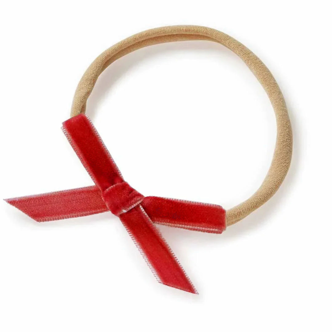 SNUGGLE HUNNY VELVET PETITE BOW BABY HEADBAND - RED