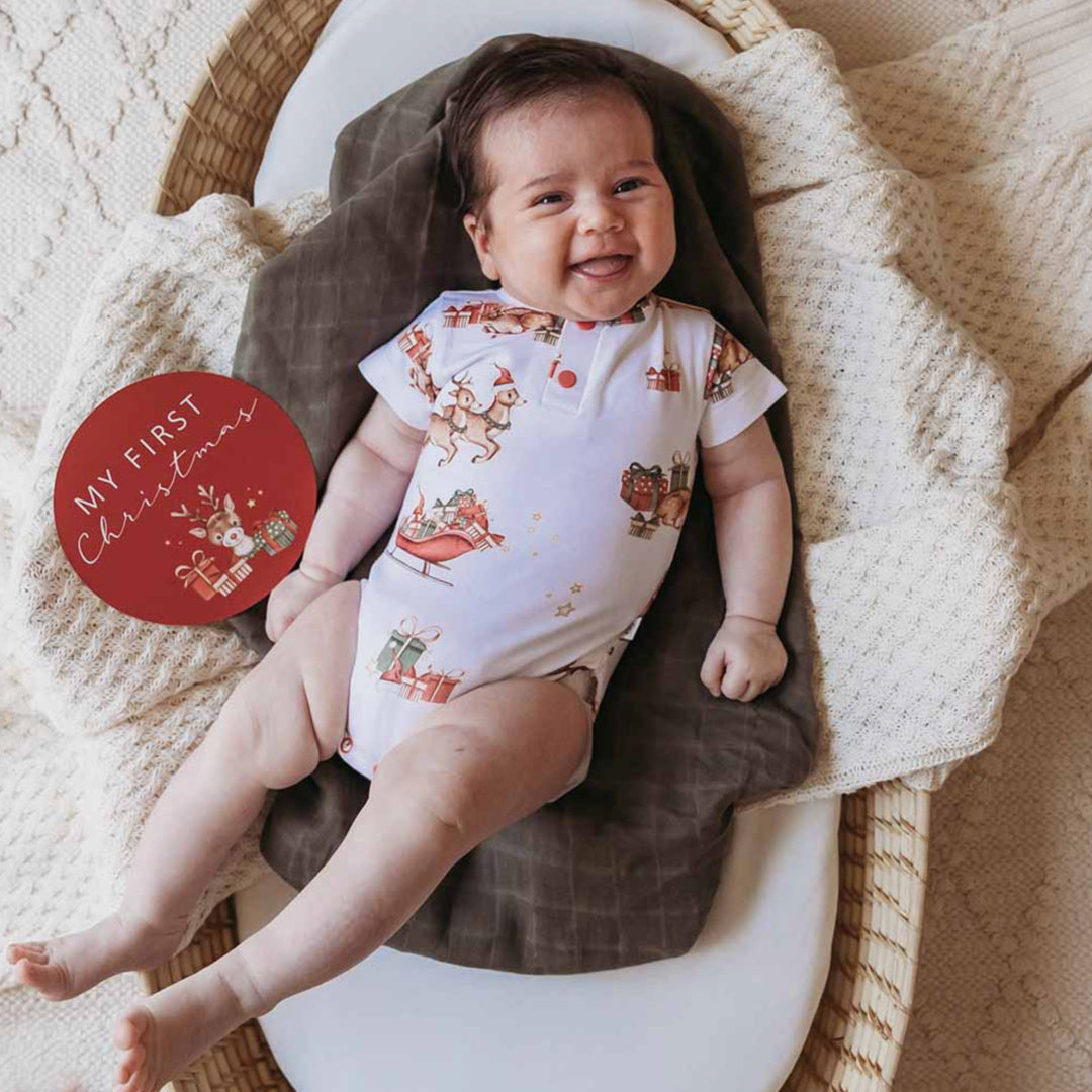 SNUGGLE HUNNY REVERSIBLE SINGLE MILESTONE CARDS - REINDEER