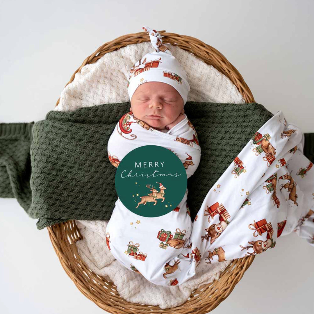 SNUGGLE HUNNY REVERSIBLE SINGLE MILESTONE CARDS - REINDEER