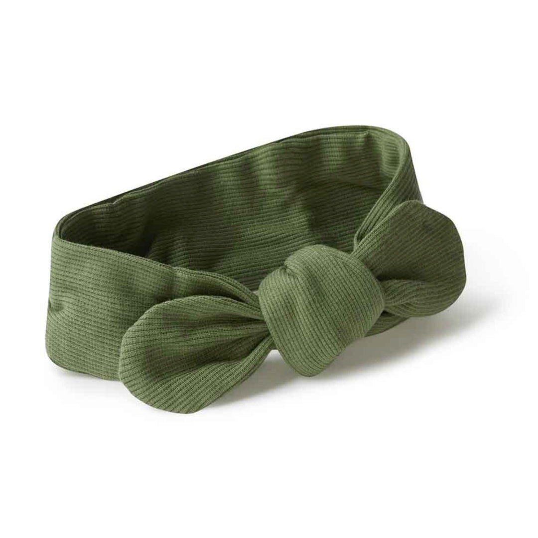 SNUGGLE HUNNY ORGANIC RIBBED TOPKNOT - OLIVE