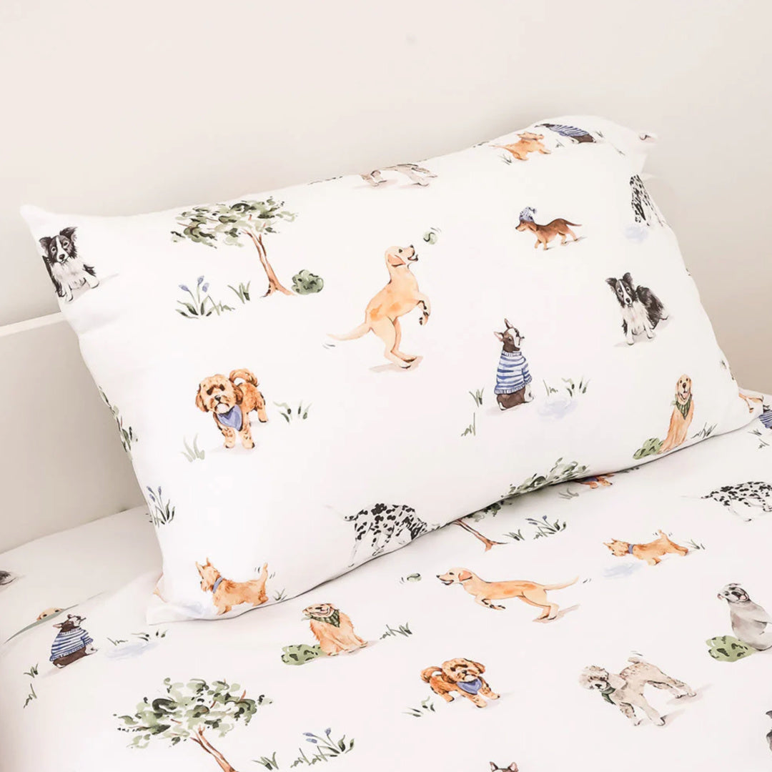 SNUGGLE HUNNY ORGANIC COTTON STANDARD PILLOWCASE - DOG PARK
