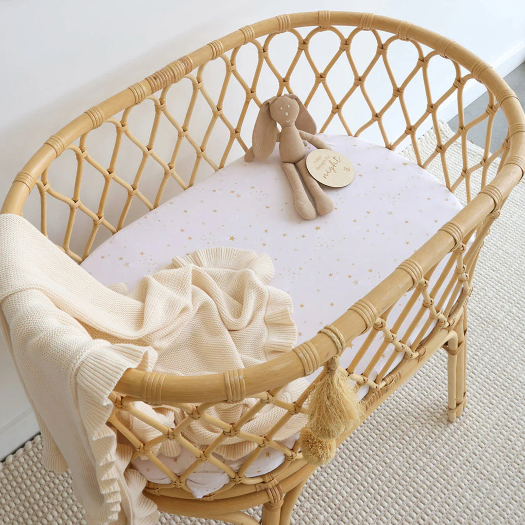 SNUGGLE HUNNY ORGANIC FITTED BASSINET SHEET / CHANGE PAD COVER - STARDUST