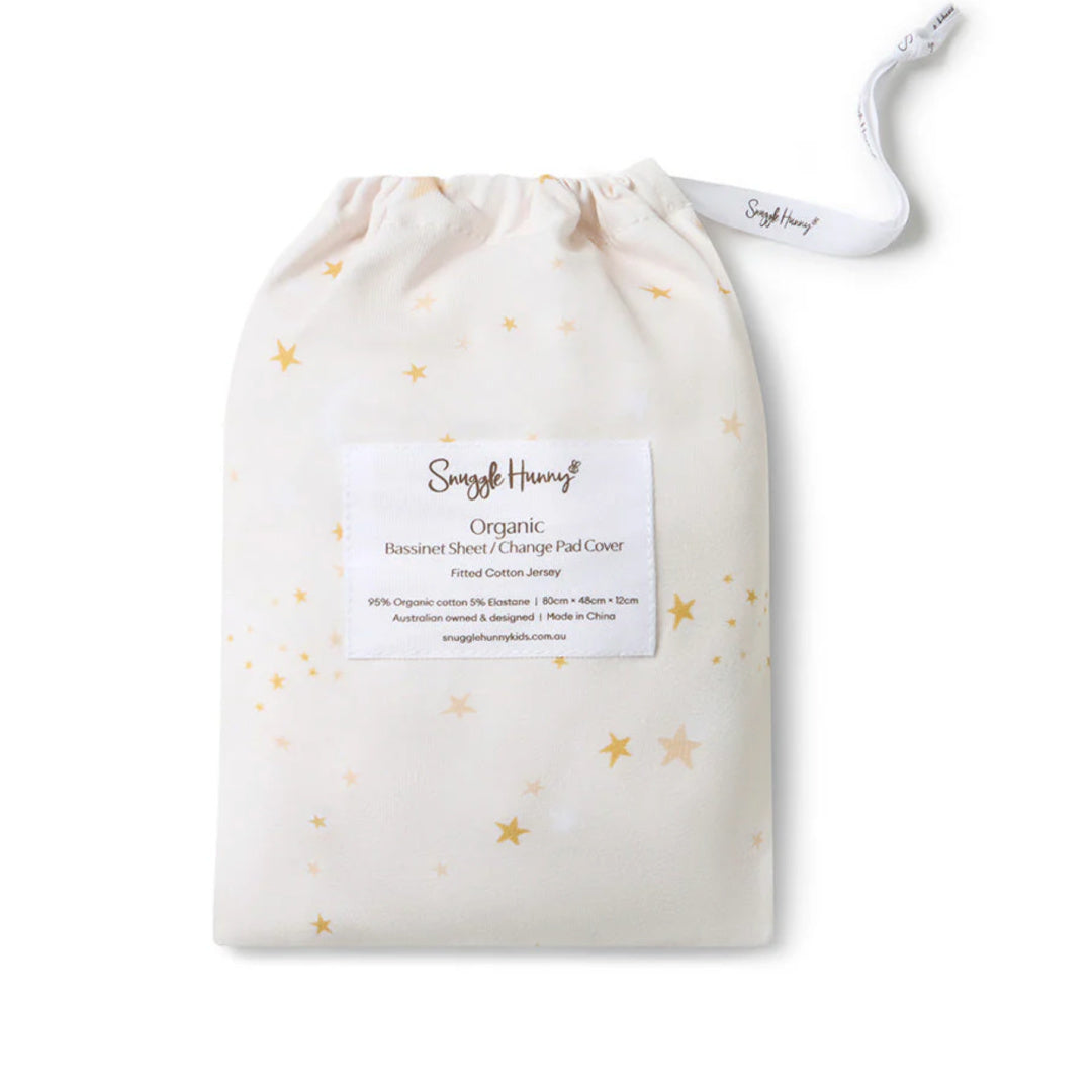 SNUGGLE HUNNY ORGANIC FITTED BASSINET SHEET / CHANGE PAD COVER - STARDUST