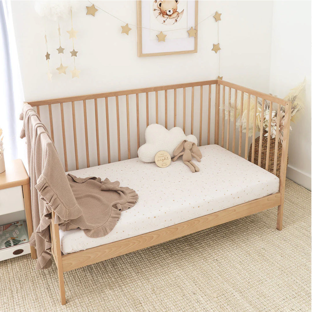 SNUGGLE HUNNY ORGANIC FITTED COT SHEET - STARDUST