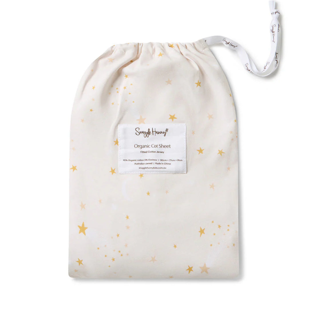 SNUGGLE HUNNY ORGANIC FITTED COT SHEET - STARDUST