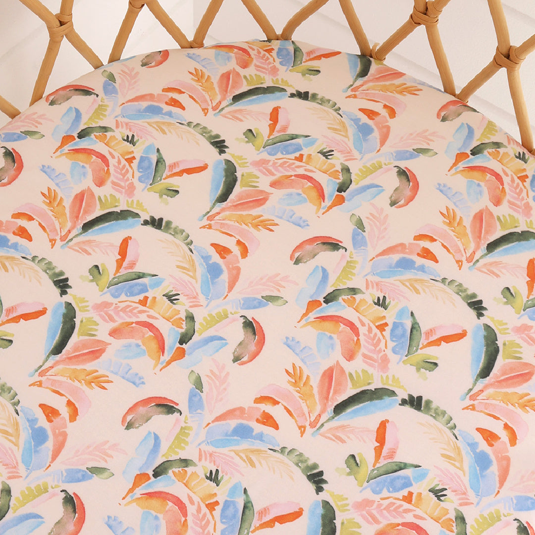 SNUGGLE HUNNY ORGANIC FITTED BASSINET SHEET / CHANGE PAD COVER - SUMMER PALM