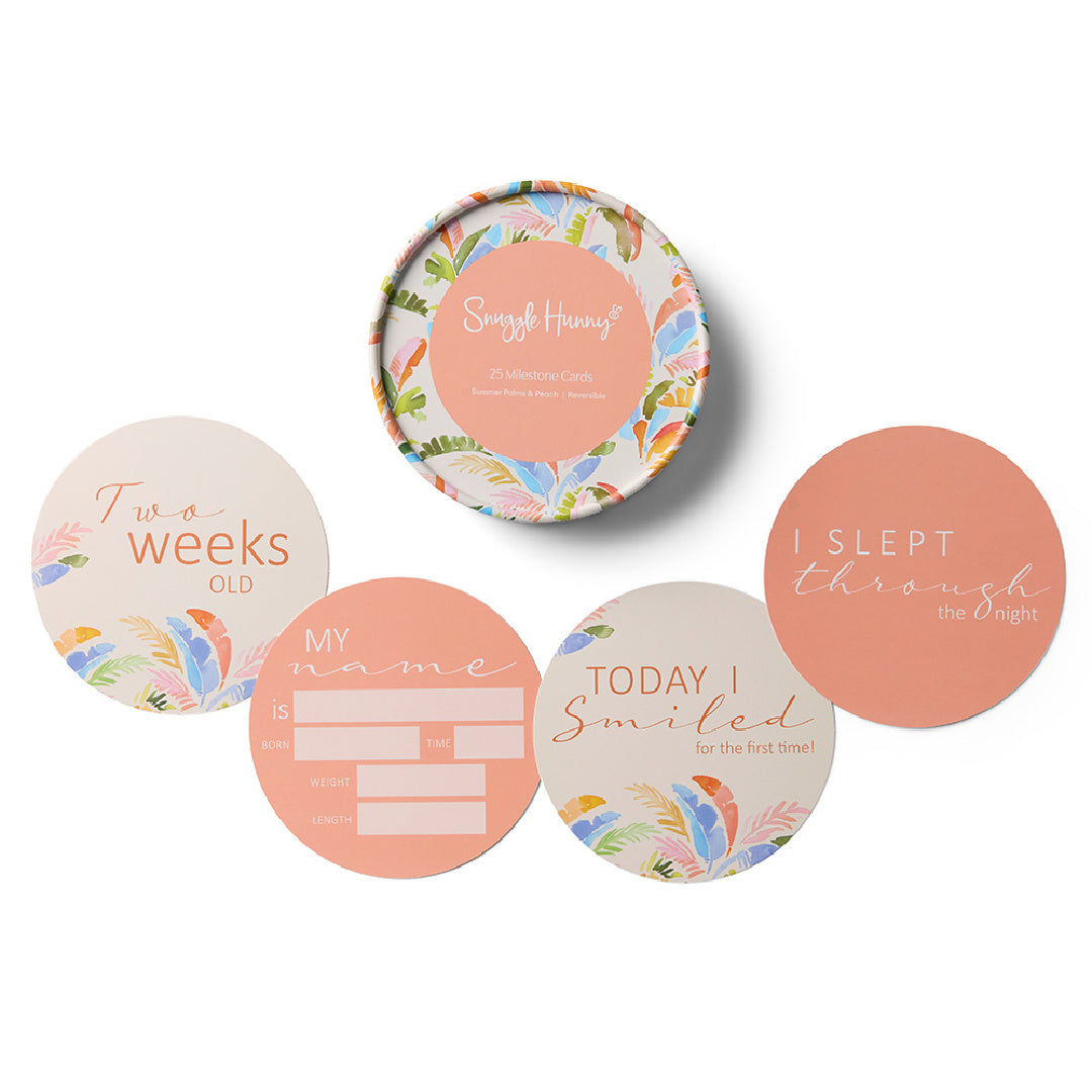 SNUGGLE HUNNY REVERSIBLE MILESTONE CARDS - SUMMER PALM