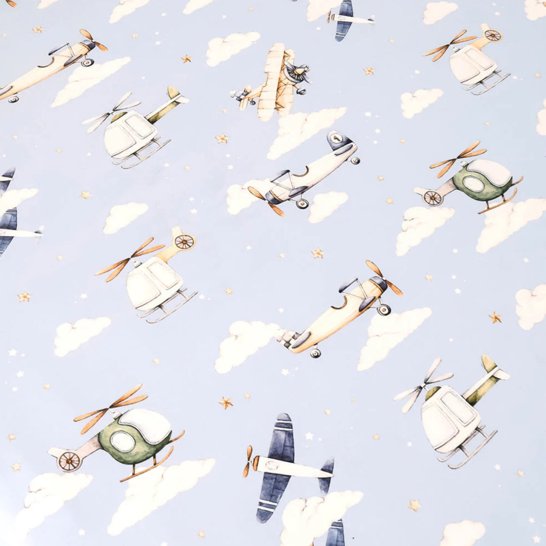 SNUGGLE HUNNY ORGANIC COTTON KING SINGLE BED FITTED SHEET - TAKING FLIGHT