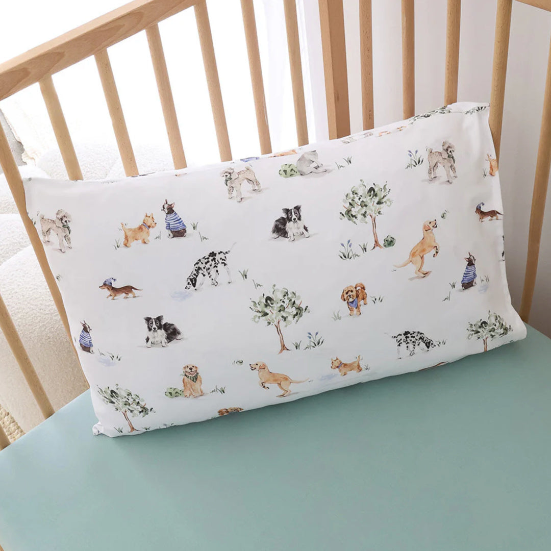 SNUGGLE HUNNY ORGANIC COTTON TODDLER PILLOWCASE - DOG PARK