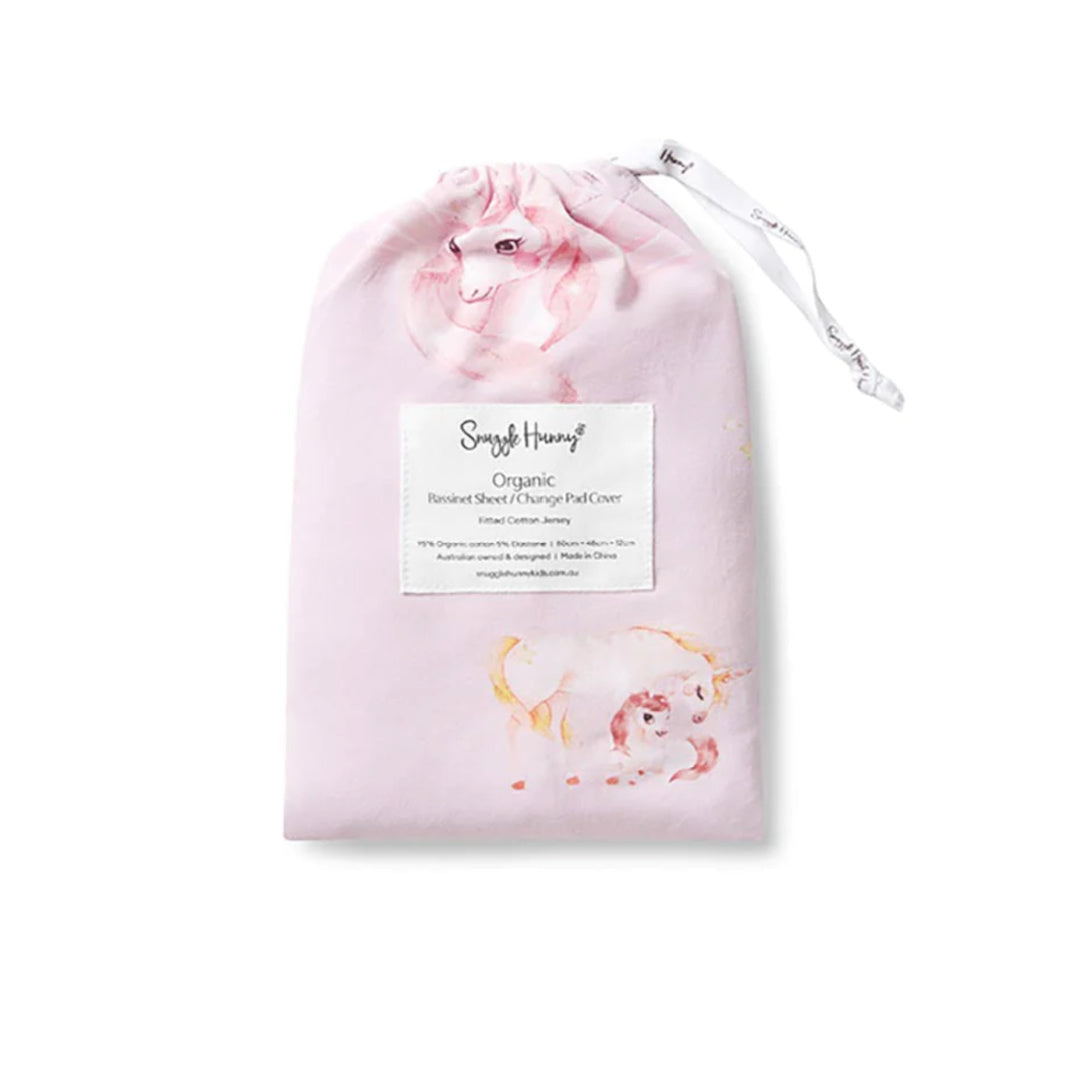 SNUGGLE HUNNY FITTED BASSINET SHEET / CHANGE PAD COVER - UNICORN