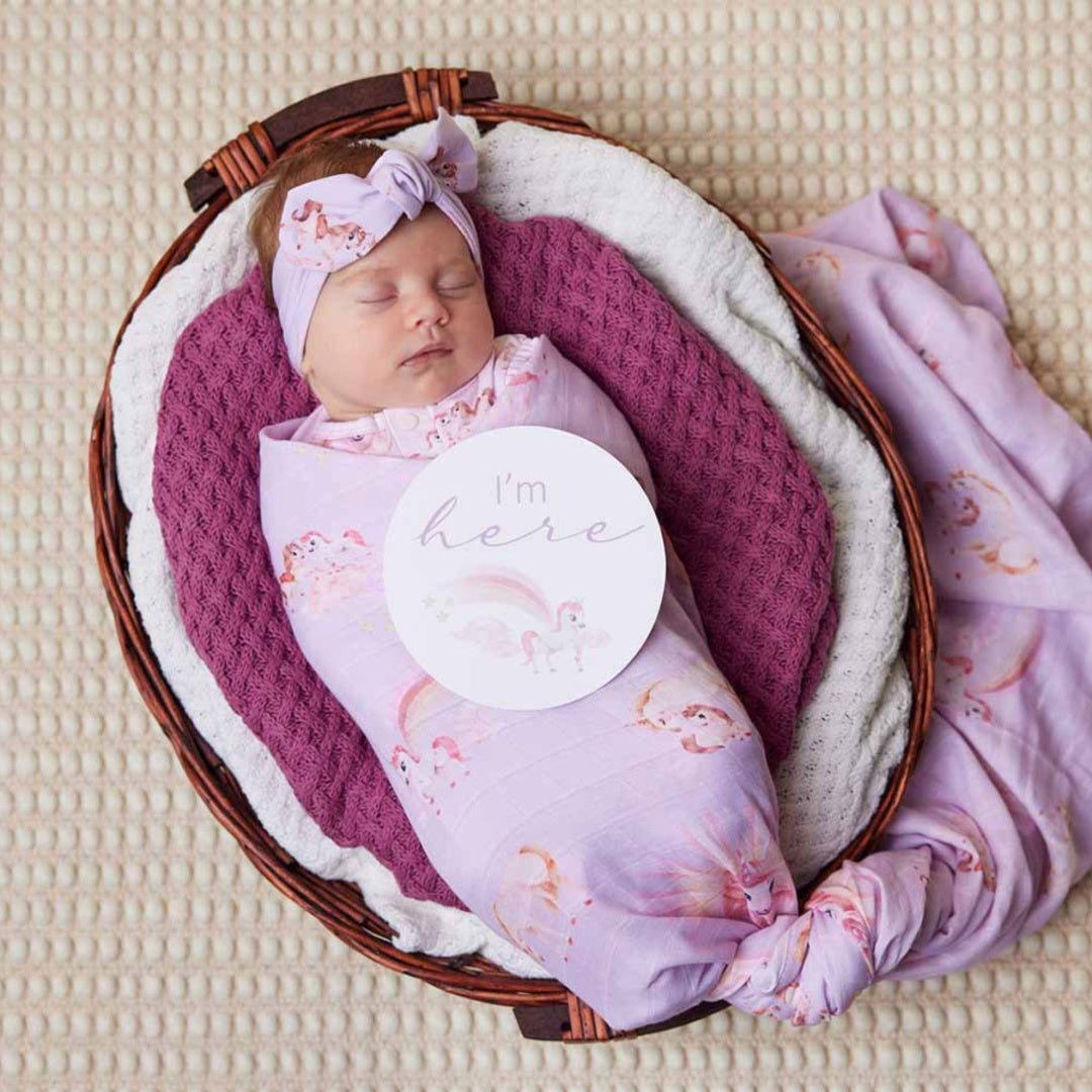 SNUGGLE HUNNY REVERSIBLE MILESTONE CARDS - UNICORN &amp; LILAC  3 PACK