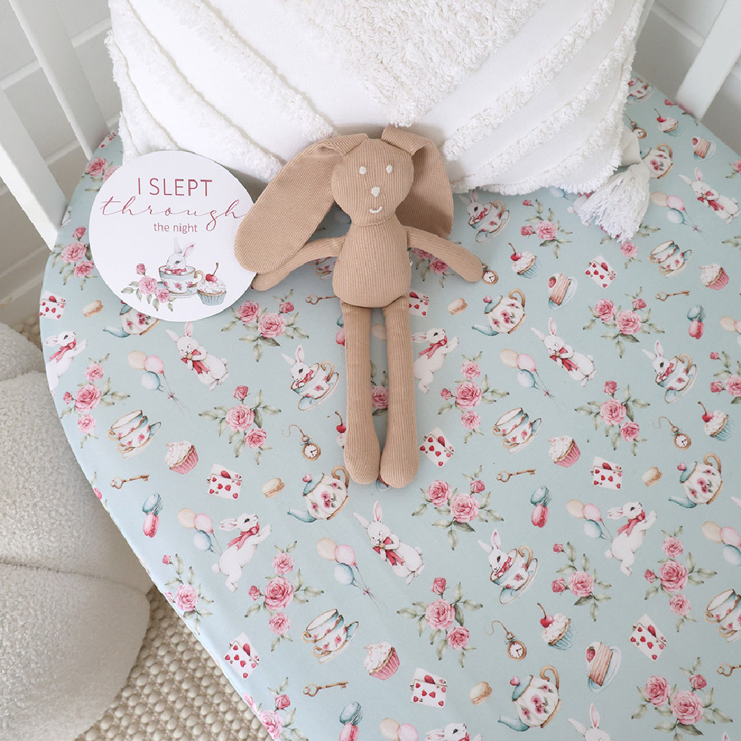SNUGGLE HUNNY ORGANIC FITTED COT SHEET - WHITE RABBIT