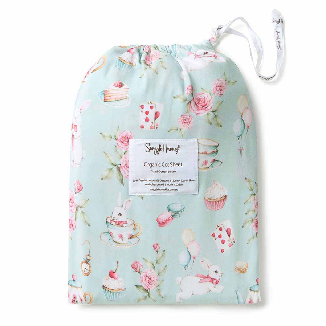 SNUGGLE HUNNY ORGANIC FITTED COT SHEET - WHITE RABBIT