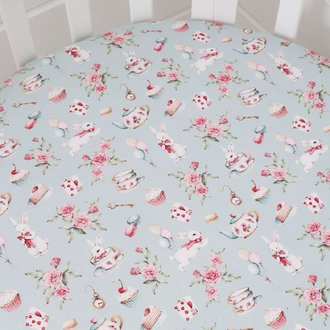 SNUGGLE HUNNY ORGANIC FITTED COT SHEET - WHITE RABBIT