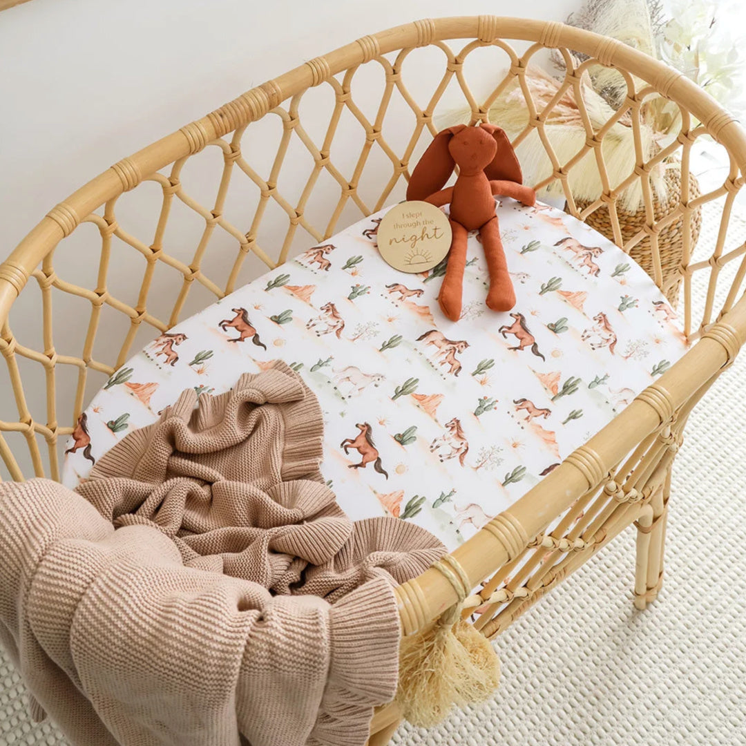 Snuggle Hunny Wild Horses Organic Bassinet Sheet / Change Pad Cover