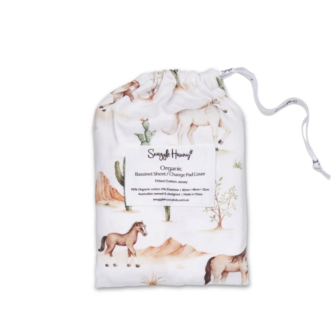Snuggle Hunny Wild Horses Organic Bassinet Sheet / Change Pad Cover