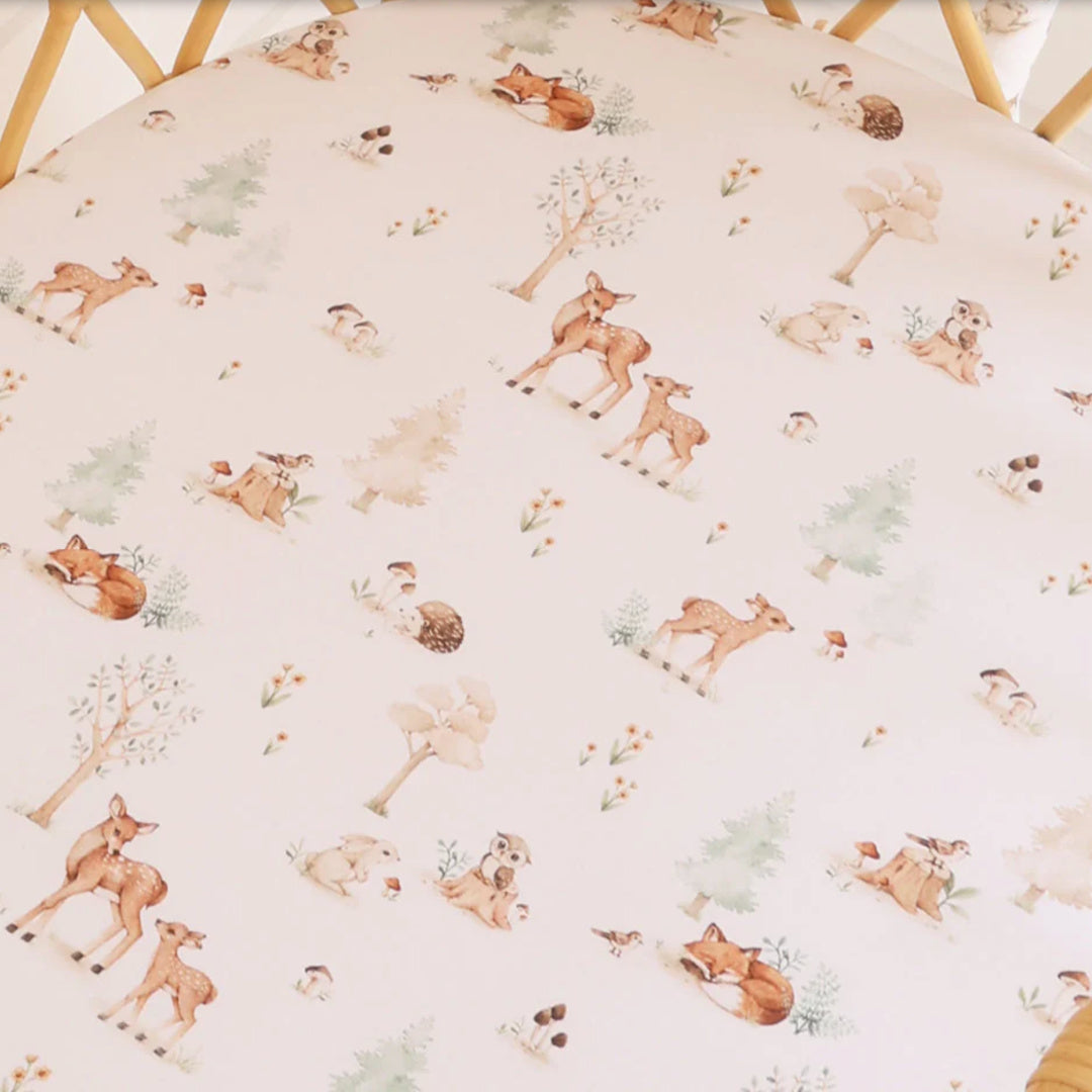 SNUGGLE HUNNY ORGANIC FITTED BASSINET SHEET / CHANGE PAD COVER - WOODLAND TALES