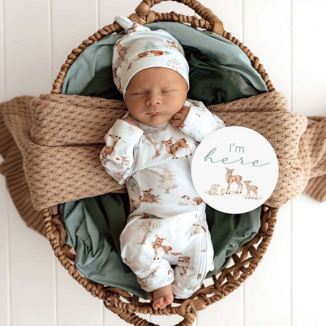 SNUGGLE HUNNY REVERSIBLE MILESTONE CARDS - WOODLAND TALES &amp; PEBBLE