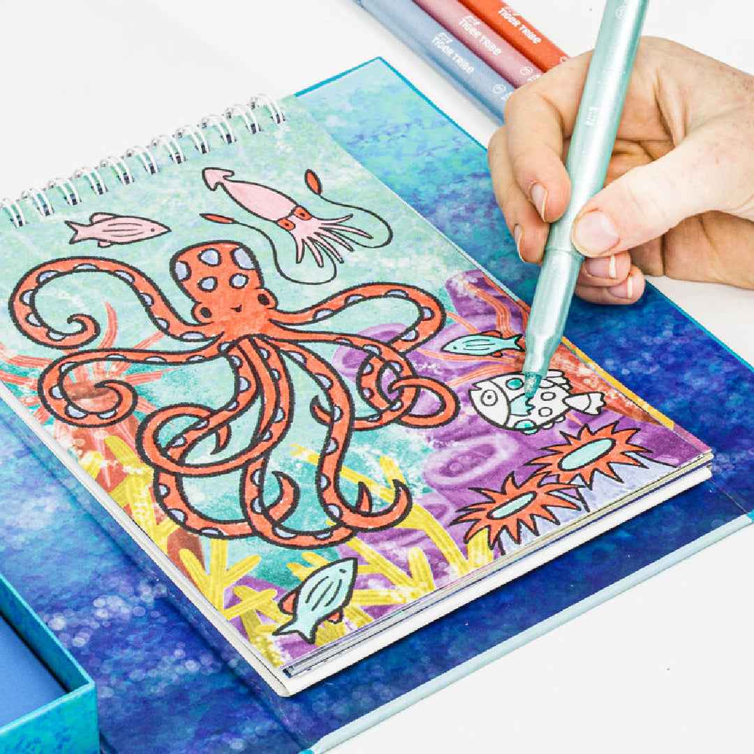 TIGER TRIBE SHIMMER COLOURING SET - SEA LIFE