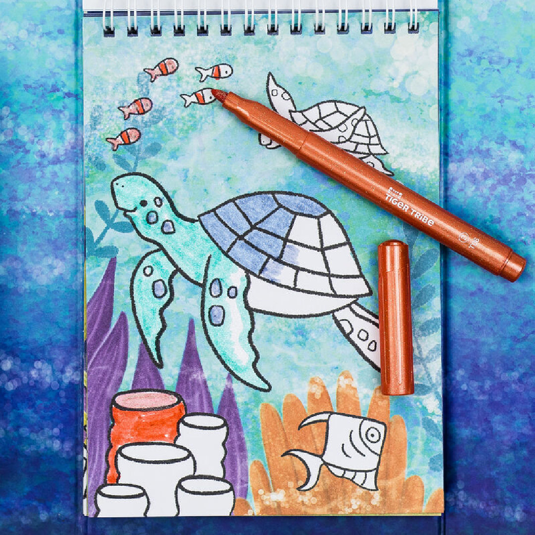 TIGER TRIBE SHIMMER COLOURING SET - SEA LIFE