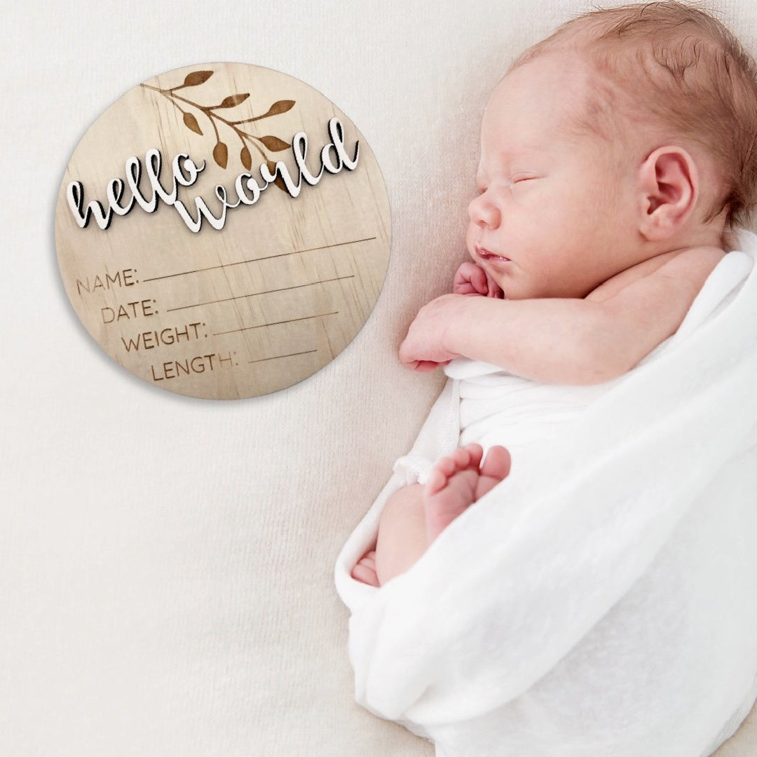 TIMBER TINKERS HELLO WORLD CLASSIC BIRTH ANNOUNCEMENT DISC