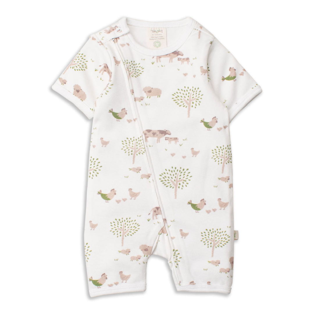 TINY TWIG SPRING FARMYARD SS ZIPSUIT
