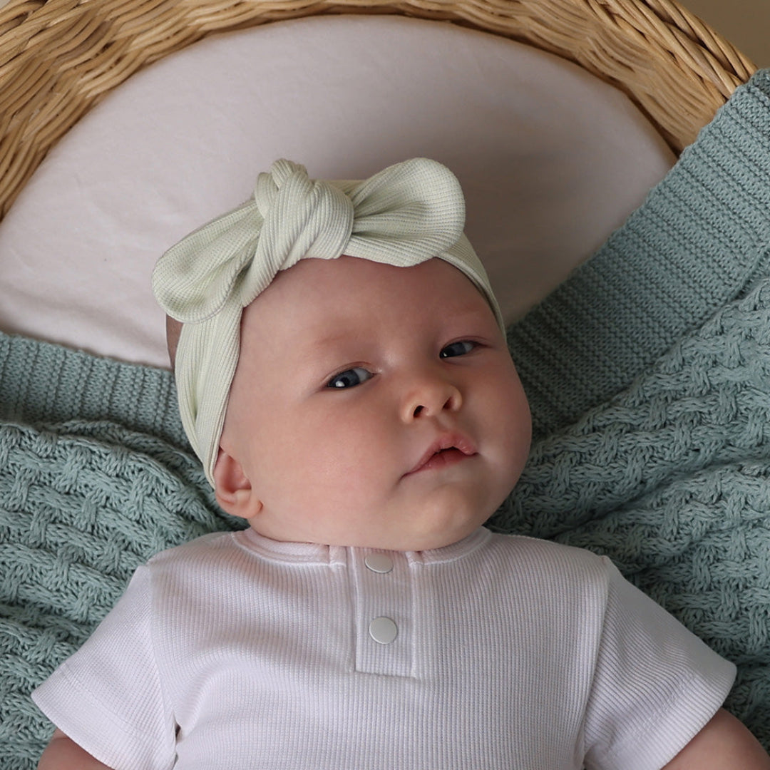 SNUGGLE HUNNY ORGANIC RIBBED TOPKNOT - HONEYDEW