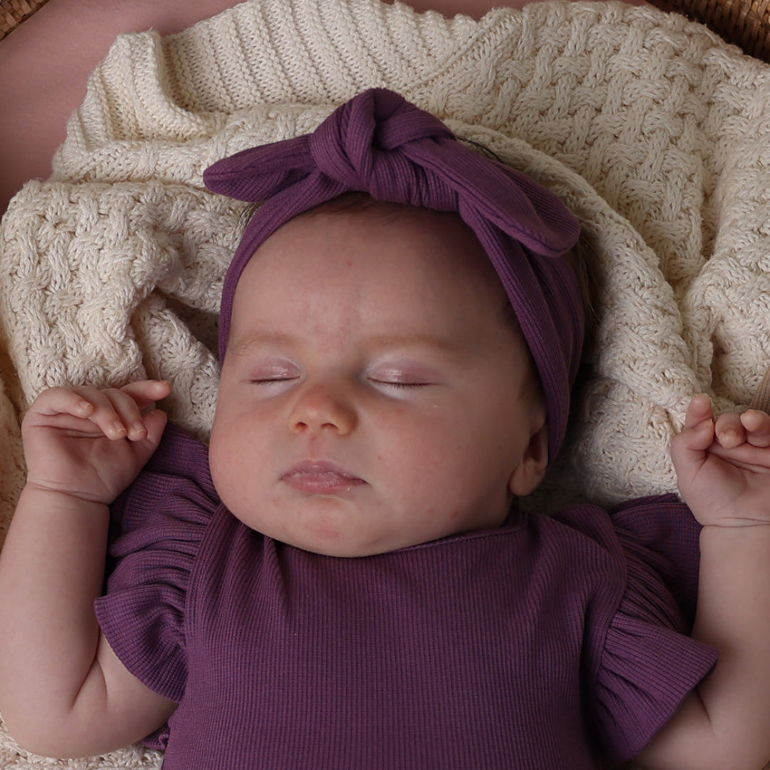 SNUGGLE HUNNY ORGANIC RIBBED TOPKNOT - MULBERRY