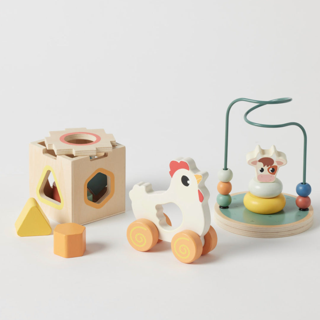 ZOOKABEE 3-IN-1 FARM ANIMALS WOODEN SET
