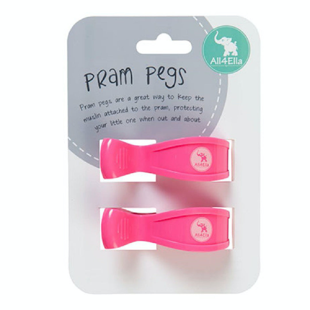 ALL 4 ELLA  PRAM PEGS 2PK - PINK (FLURO)