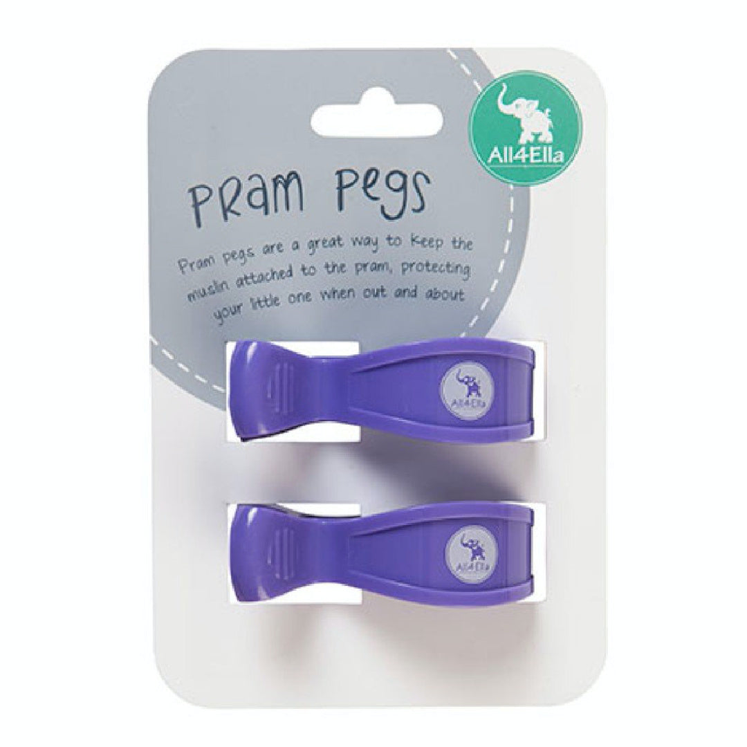 ALL 4 ELLA  PRAM PEGS 2PK - PURPLE (FLURO)