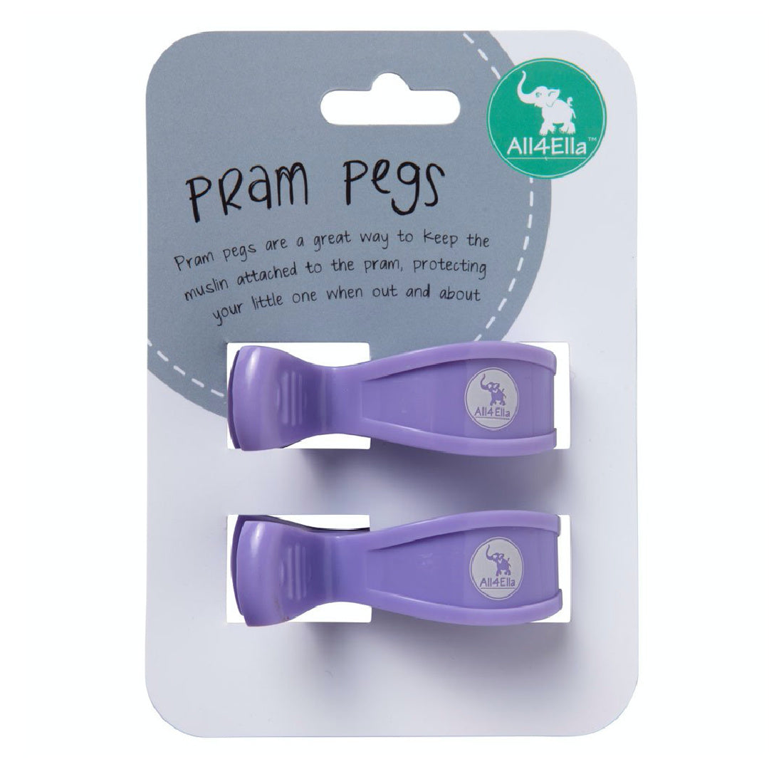 ALL 4 ELLA  PRAM PEGS 2PK - PASTEL PURPLE