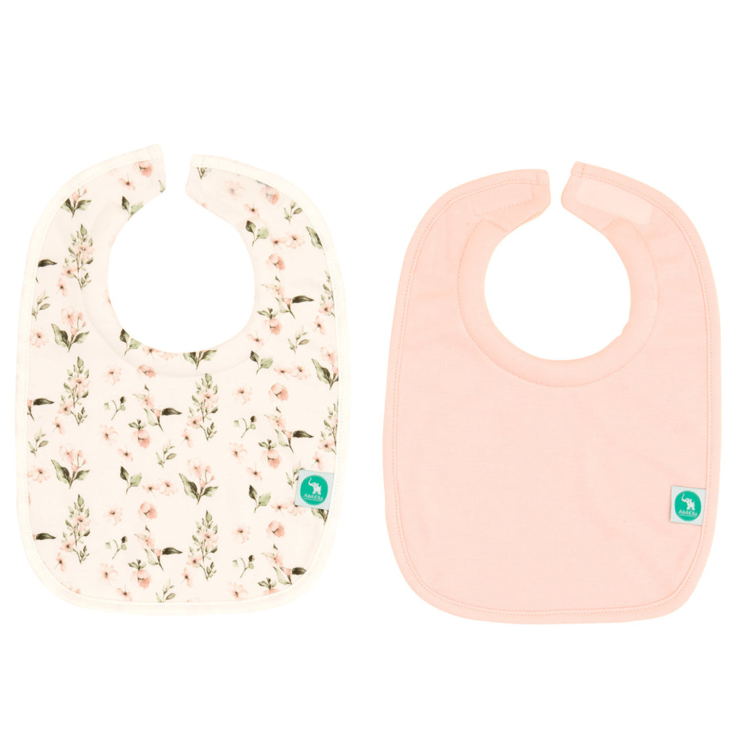 ALL 4 ELLA  ROLL NECK BIBS 2PK - PINK FLOWER