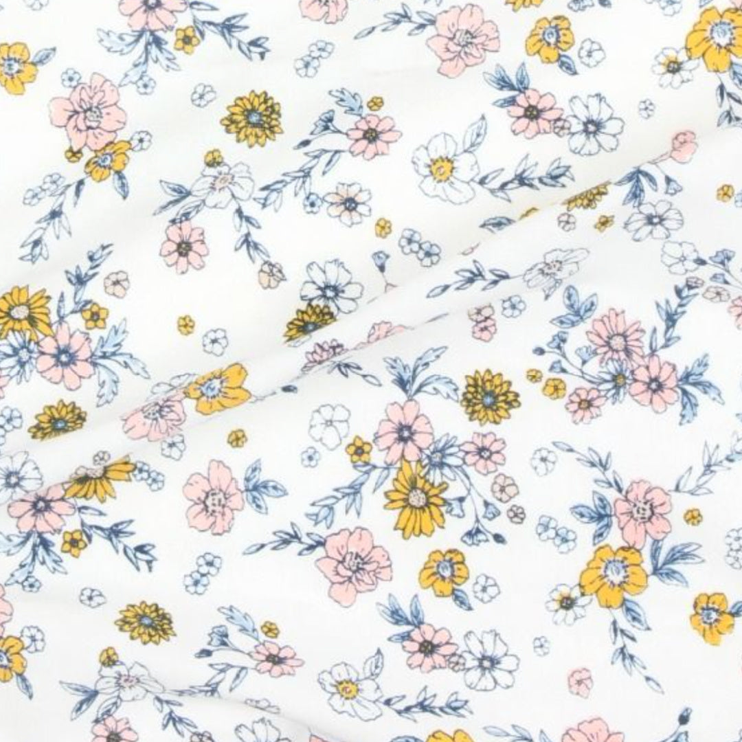 BEBE WHITE LABEL MAE FLORAL ORGANIC LS ROMPER